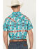 Image #4 - Panhandle Men's Boot Barn Exclusive TEK Southwestern Print Short Sleeve Performance Western Shirt, Turquoise, hi-res