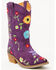 Image #1 - Dingo Girls' Flower Power Suede Western Boots - Snip Toe, Purple, hi-res