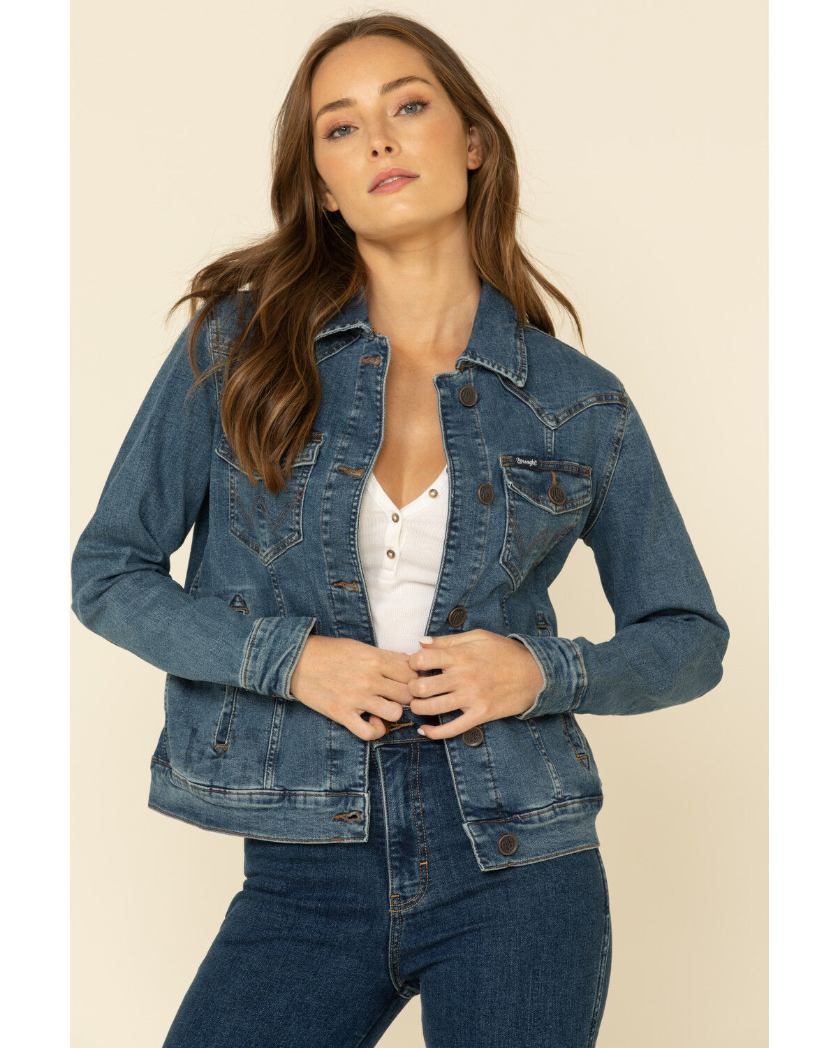 Image #1 - Wrangler Women's Dark Wash Classic Fit Denim Jacket, Blue, hi-res