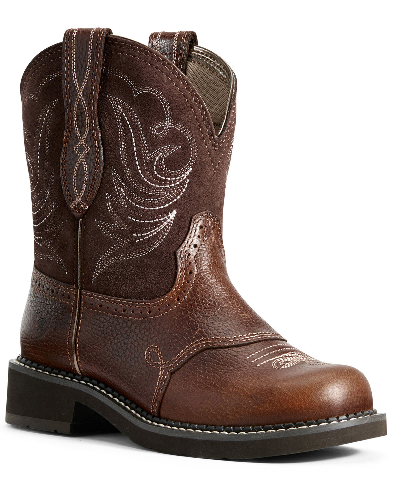 Round toe cowgirl boots sale top