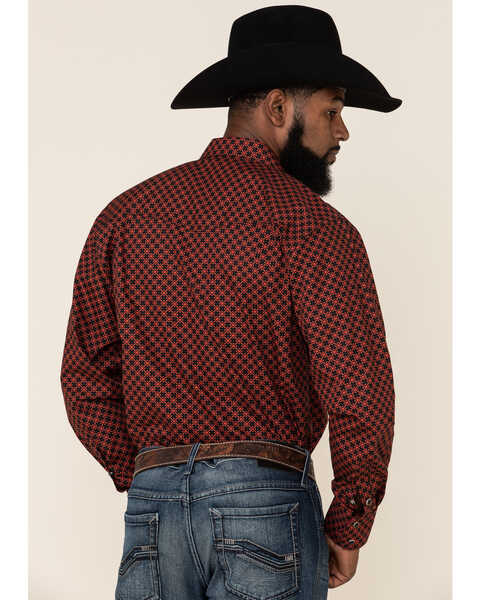 Image #5 - Resistol Men's Red Camden Geo Print Long Sleeve Western Shirt , Red, hi-res