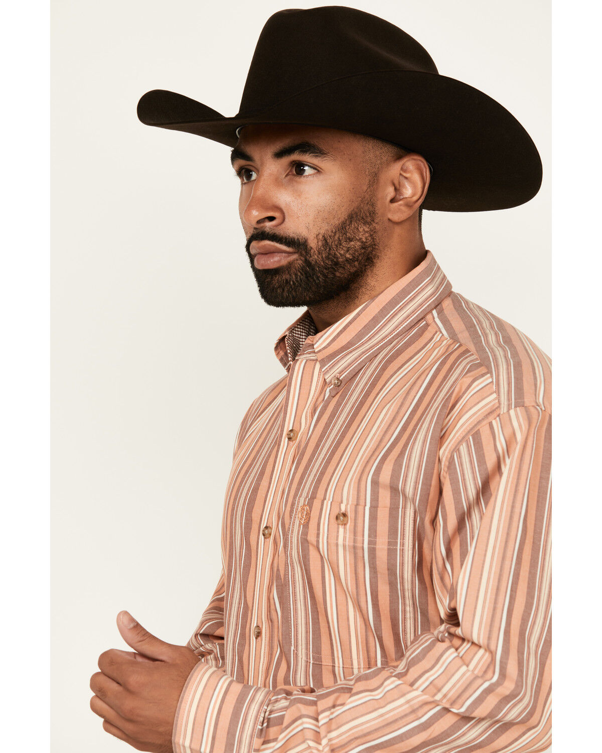 Image #2 - George Strait by Wrangler Men's Striped Long Sleeve Button-Down Stretch Western Shirt - Big, Multi, hi-res