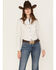 Image #1 - RANK 45® Women's Print Long Sleeve Stretch Snap Riding Shirt, Ivory, hi-res