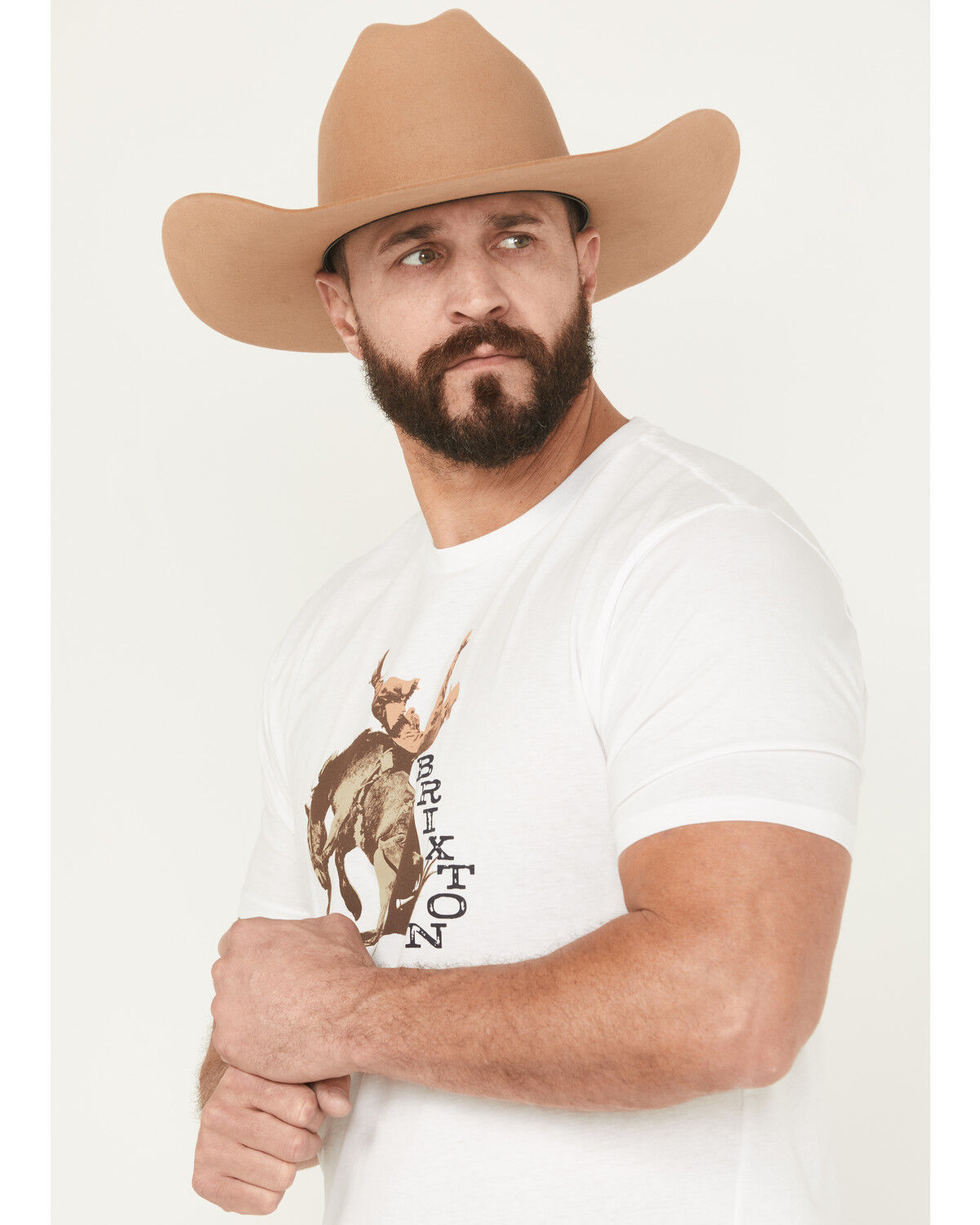 Image #2 - Brixton Men's Rowdy Tailored Short Sleeve Graphic T-Shirt, White, hi-res