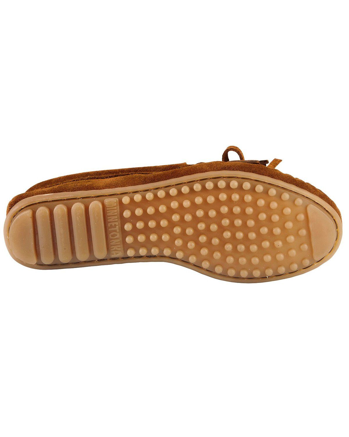 Image #2 - Women's Minnetonka Kilty Suede Moccasins - Wide, Brown, hi-res