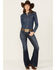 Image #3 - Ariat Women's Florida Dark Wash Perfect Rise Paulina Stretch Flare Jeans , Dark Wash, hi-res
