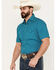 Image #2 - Ely Walker Men's Geo Print Short Sleeve Pearl Snap Western Shirt, Teal, hi-res