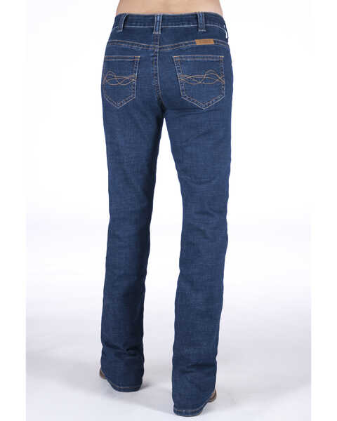 Cowgirl Tuff Women's Delux Medium Wash Bootcut Jeans, Blue, hi-res