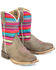 Image #1 - Tin Haul Girls' Happy Serape Striped Western Boots - Broad Square Toe, Tan, hi-res