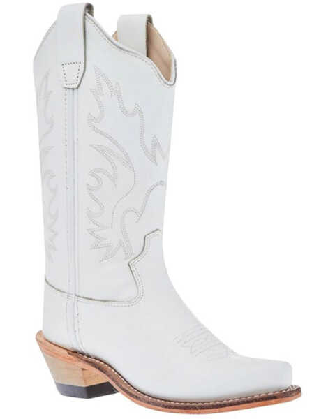 Old West Girls' Western Boots - Snip Toe , White, hi-res