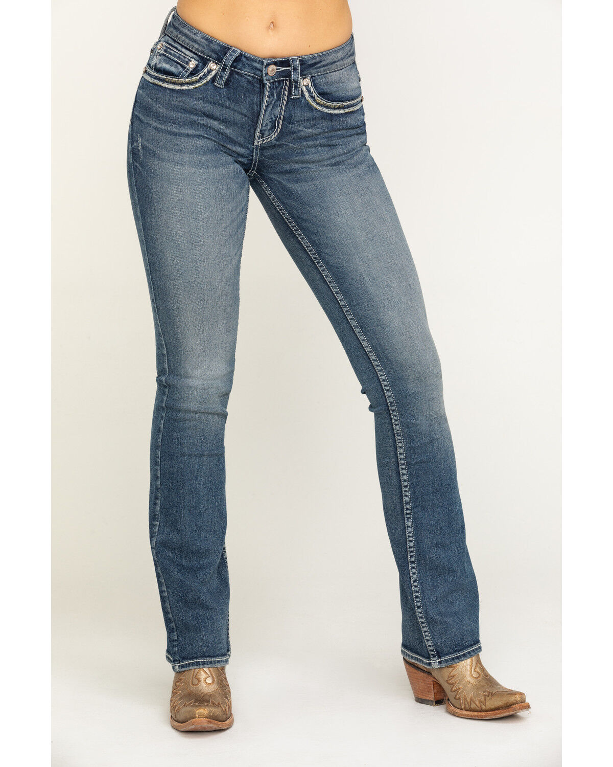 Image #2 - Shyanne Women's Medium Basic Bootcut Stretch Jeans, Blue, hi-res