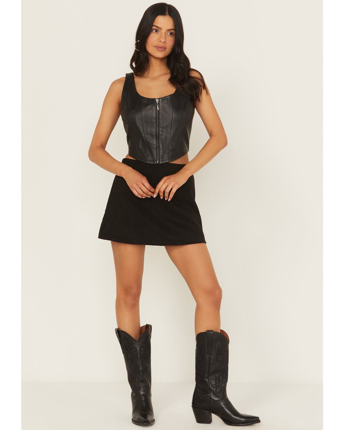 Shyanne Women's Faux Suede Mini Skort, Black, hi-res