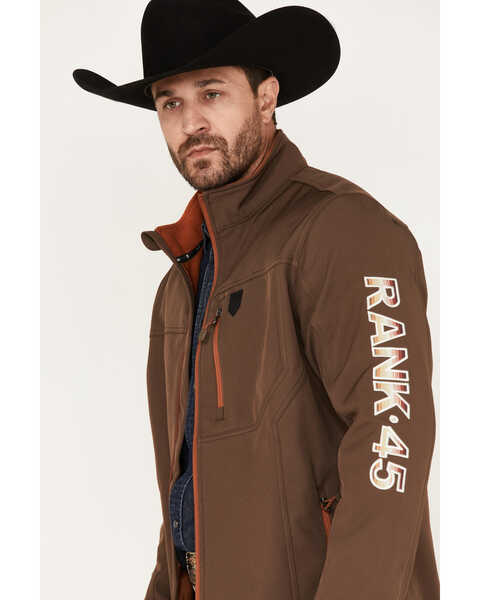 RANK 45 Men's Bronco Striped Embellished Softshell Jacket, Brown, hi-res