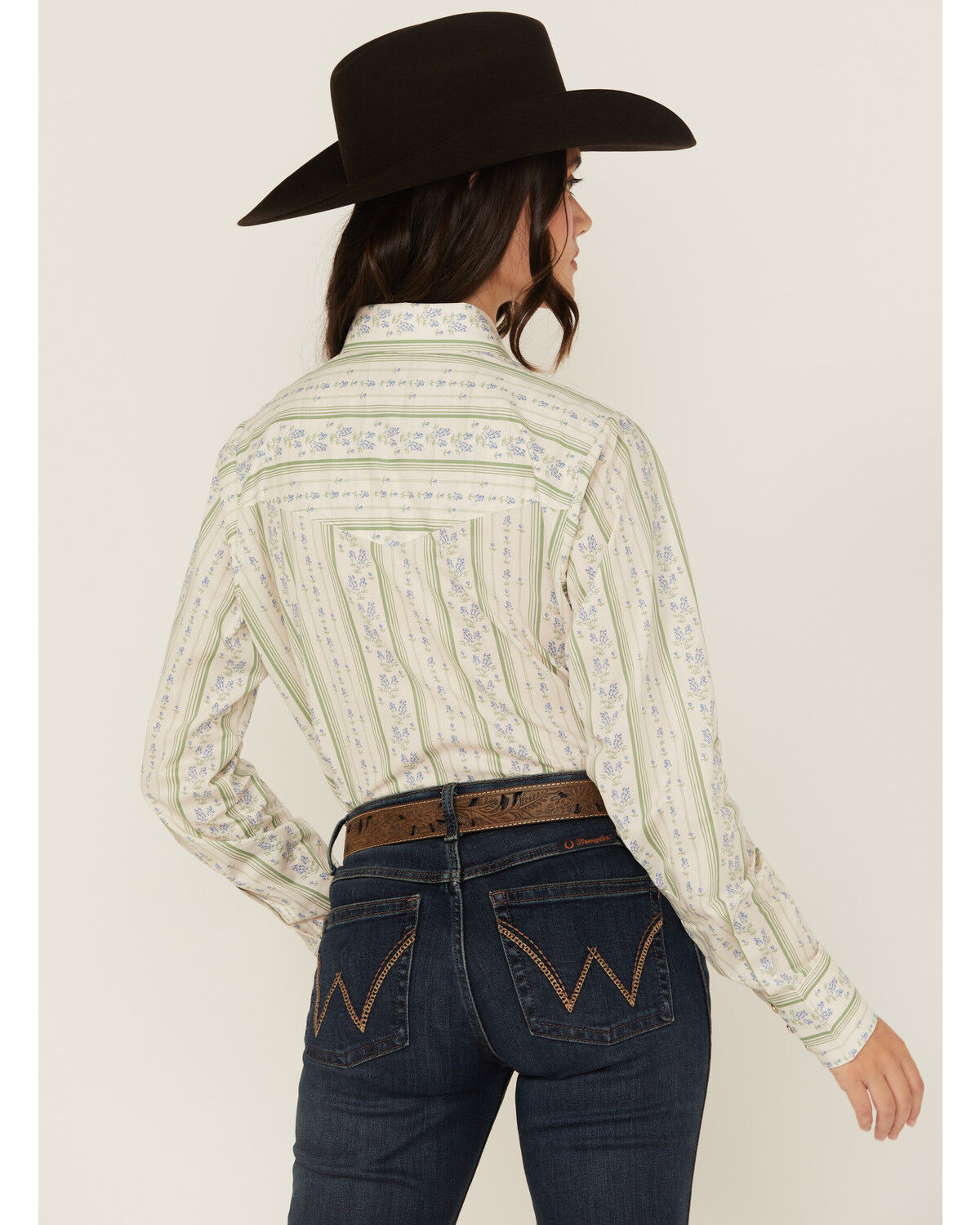 Image #5 - Cowboygirl by Jenna Paulette Women's Wallpaper Long Sleeve Pearl Snap Western Shirt, Green, hi-res