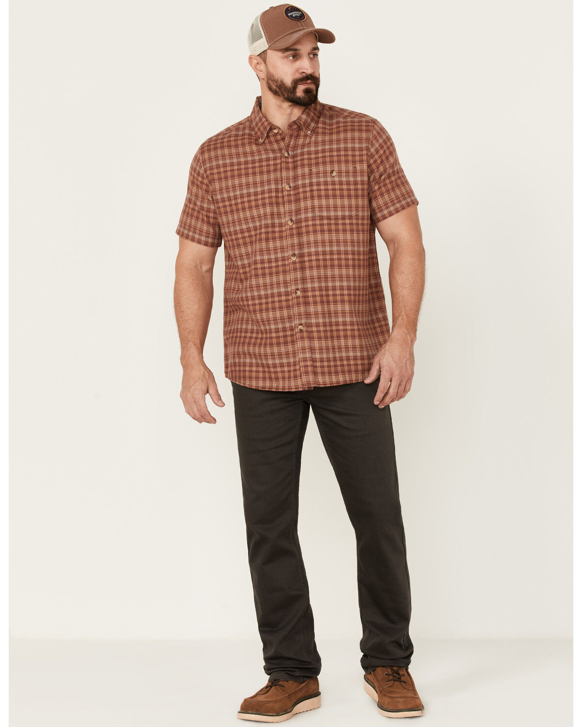 Image #2 - North River Men's Cozy Cotton Small Plaid Short Sleeve Button-Down Western Shirt, Red, hi-res