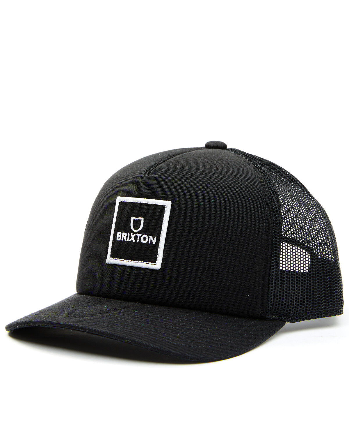 Image #1 - Brixton Men's Alpha Block Logo Patch Crossover MP Ball Cap, Black, hi-res