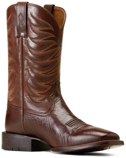 Image #1 - Ariat Men's Badlands Exotic Ostrich Western Boots - Broad Square Toe , Brown, hi-res