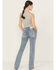 Image #1 - Miss Me Women's Medium Wash Mid Rise Bootcut Stretch Denim Jeans, Medium Wash, hi-res