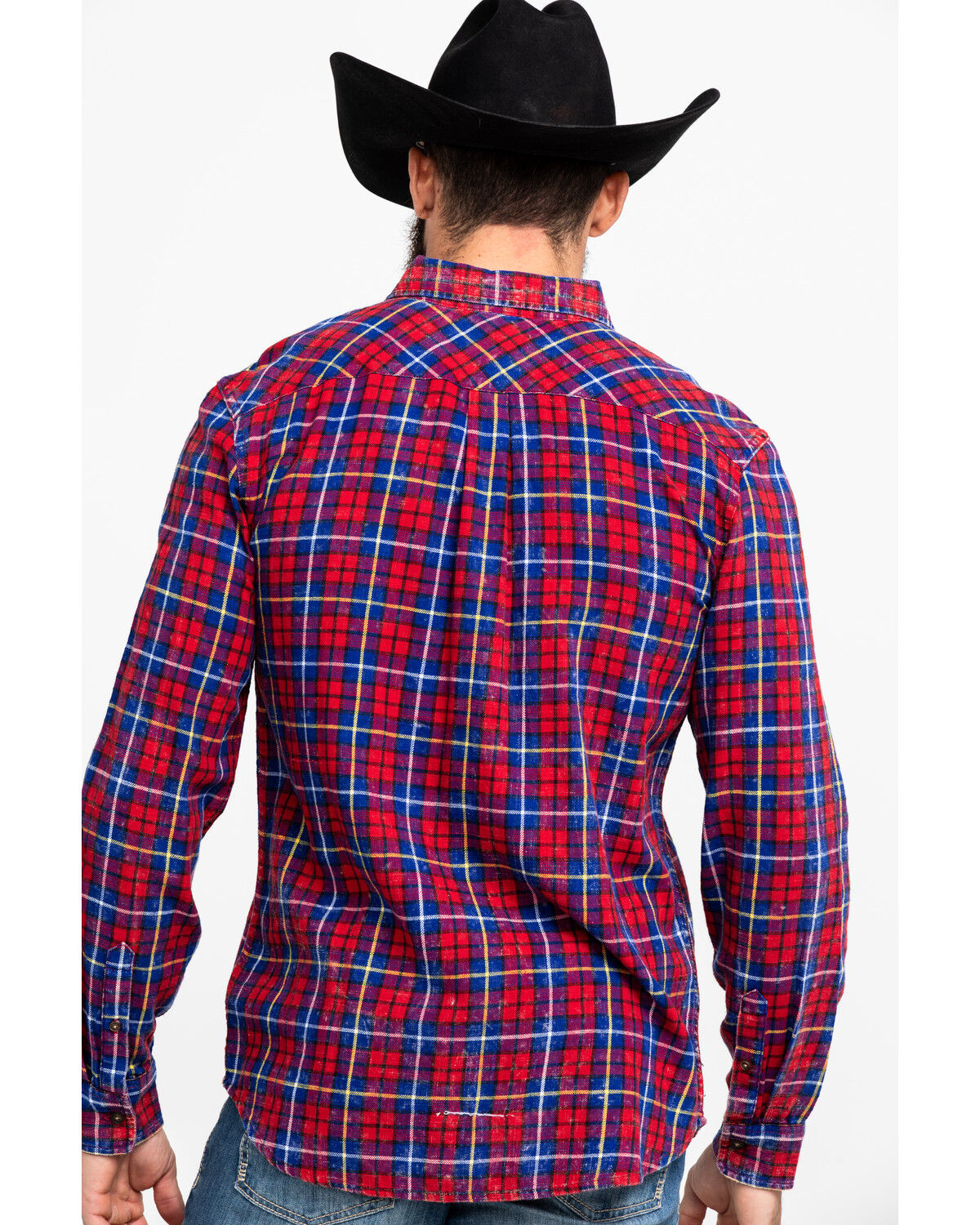 Image #2 - Levi's Men's Red Mondy Plaid Long Sleeve Western Flannel Shirt, Red, hi-res