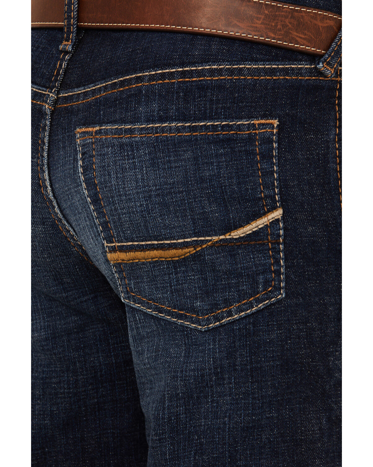 Image #4 - Ariat Boys' B4 Relaxed Bootcut Stretch Denim Jeans, Dark Wash, hi-res