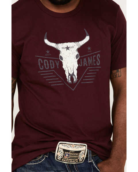 Cody James Men's Texas Coast Skull Logo Graphic Short Sleeve T-Shirt , Burgundy, hi-res