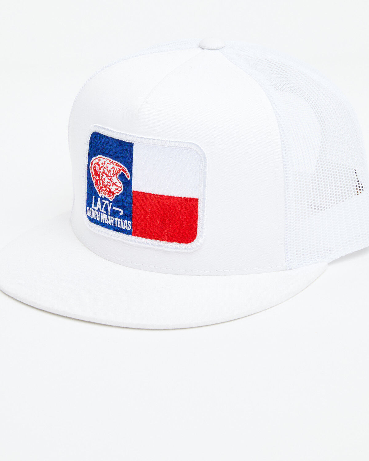 Image #1 - Lazy J Ranch Men's Texas Flag Patch Mesh-Back Ball Cap, White, hi-res