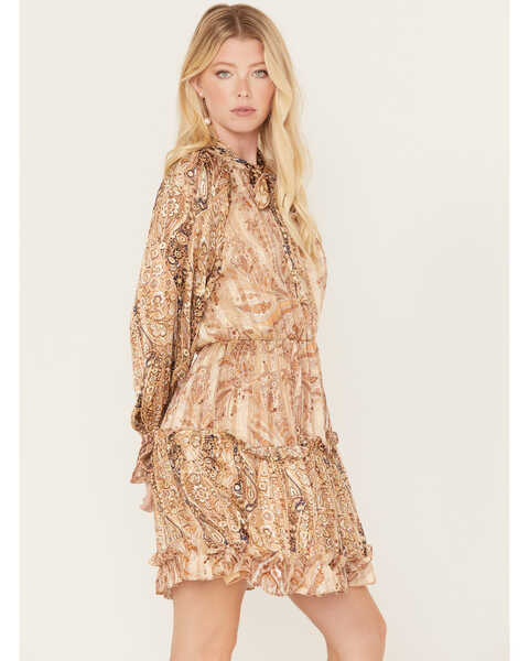 Image #3 - Miss Me Women's Print Ruffle Dress, Gold, hi-res