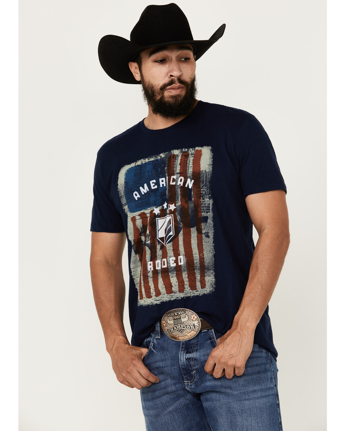 Image #1 - RANK 45® Men's American Rodeo Short Sleeve Graphic T-Shirt, Dark Blue, hi-res