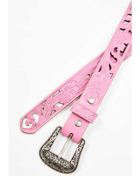 Shyanne Girls' Pink Pierced Filigree Belt, Pink, hi-res