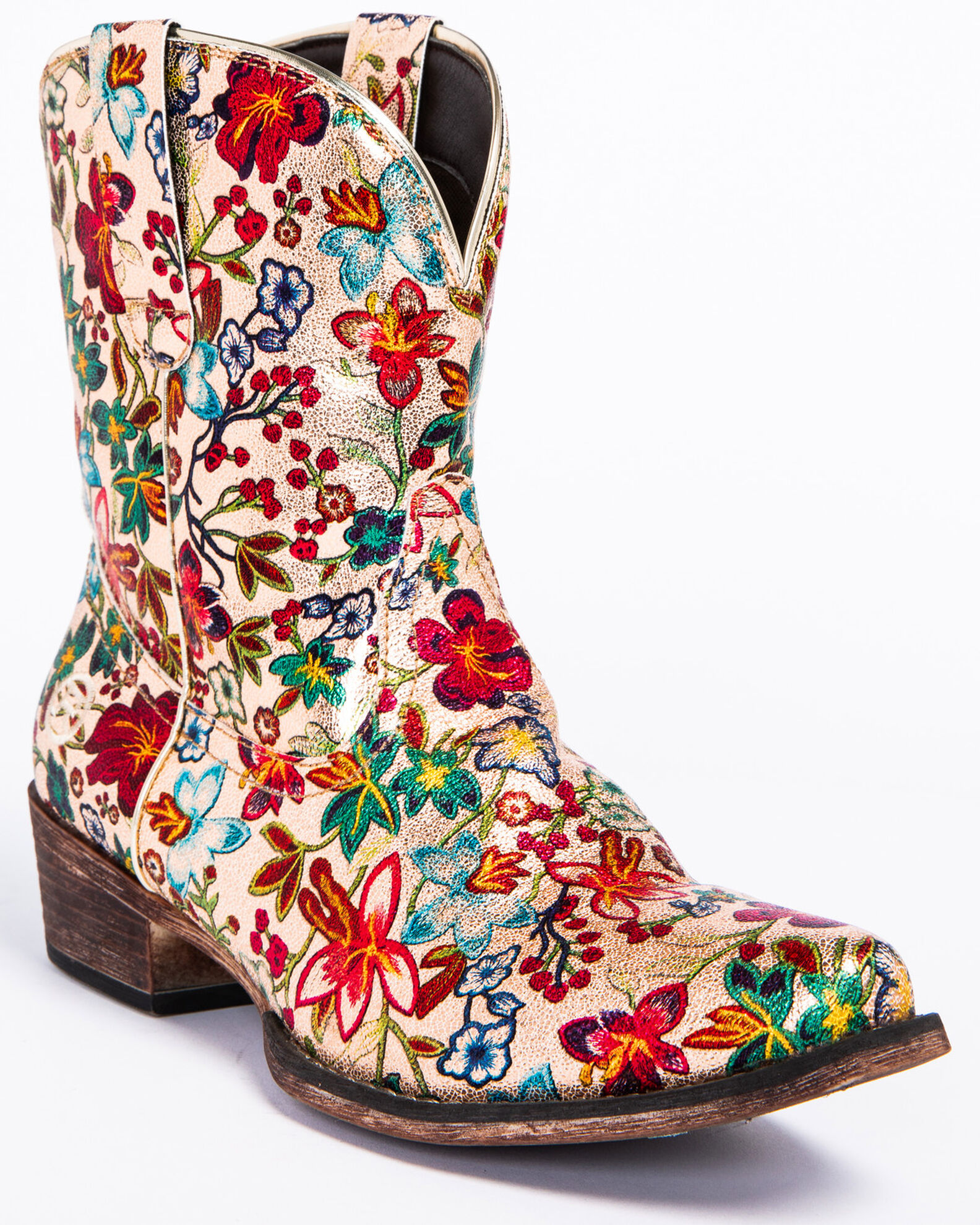 Roper Women s Ingrid Floral Western Booties Snip Toe