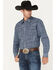 Image #1 - Wrangler Retro Premium Men's Check Plaid Print Long Sleeve Snap Western Shirt, Navy, hi-res