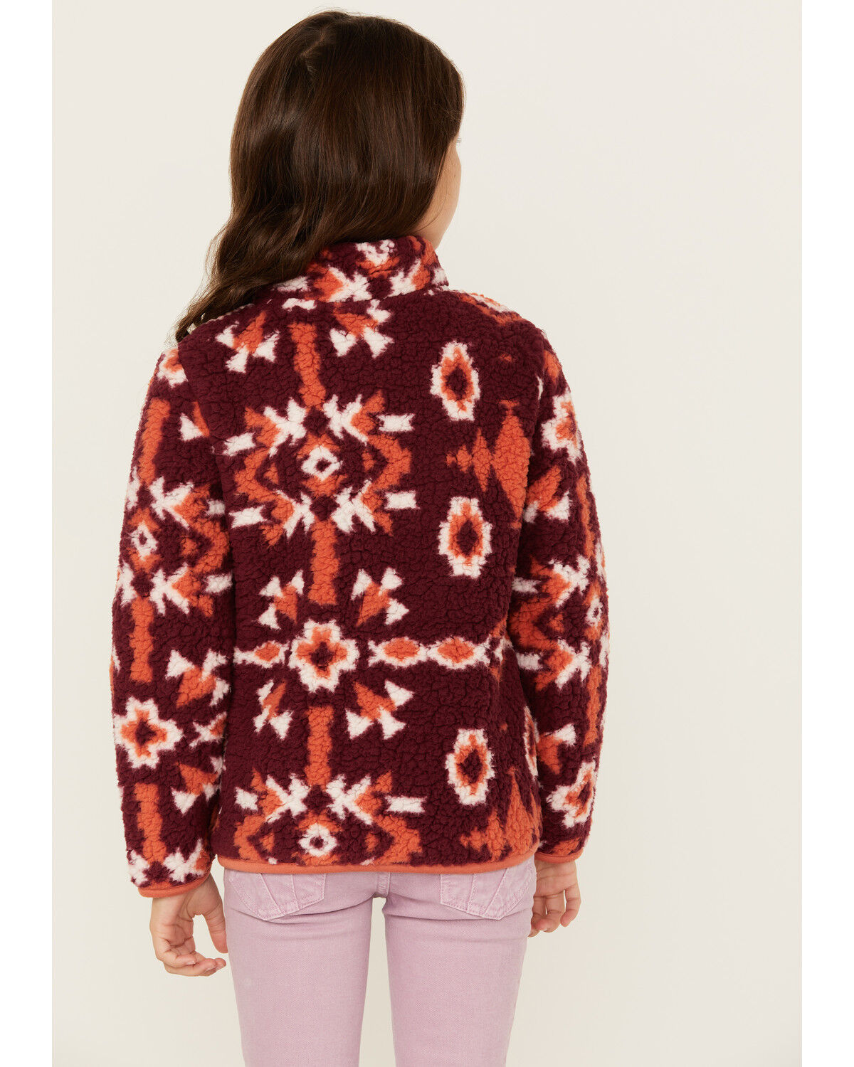 Image #4 - Wrangler Girls' Southwestern Print Sherpa Pullover , , hi-res