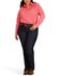 Image #3 - Ariat Women's Team Kirby Wrinkle Resistant Long Sleeve Button-Down Stretch Western Shirt - Plus, Bright Pink, hi-res