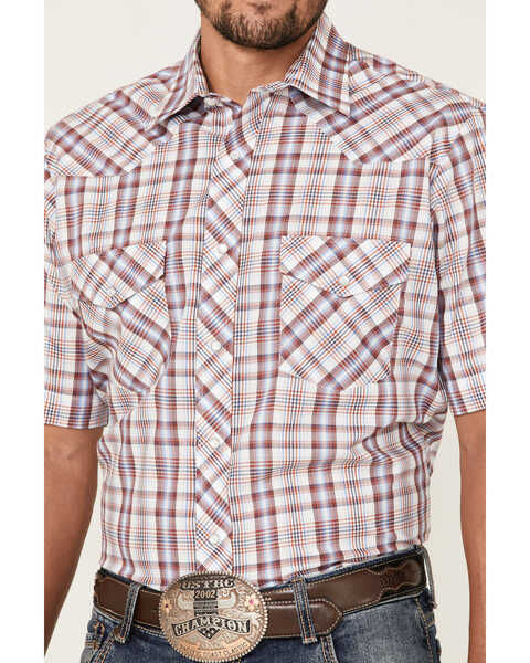 Image #3 - Roper Men's Classic Plaid Short Sleeve Pearl Snap Western Shirt , White, hi-res