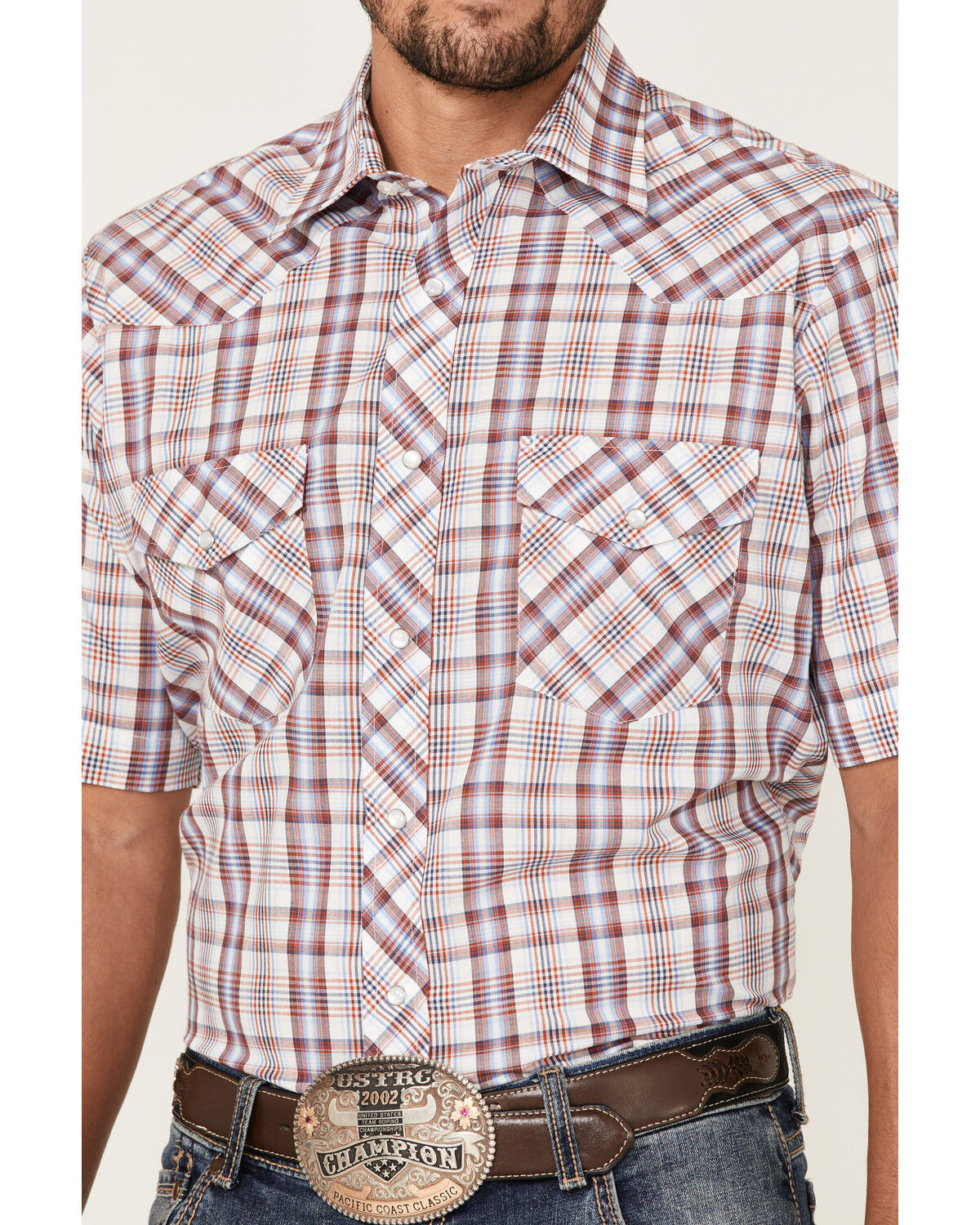Image #3 - Roper Men's Classic Plaid Short Sleeve Pearl Snap Western Shirt, , hi-res