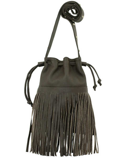 Image #1 - American West Women's Fringe Bucket Crossbody Bag, Chocolate, hi-res
