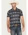 Image #1 - Rock & Roll Denim Men's Southwestern Striped Short Sleeve Button-Down Polo, Black, hi-res