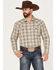 Image #1 - Blue Ranchwear Men's Plaid Print Snap Western Flannel Work Shirt , Tan, hi-res