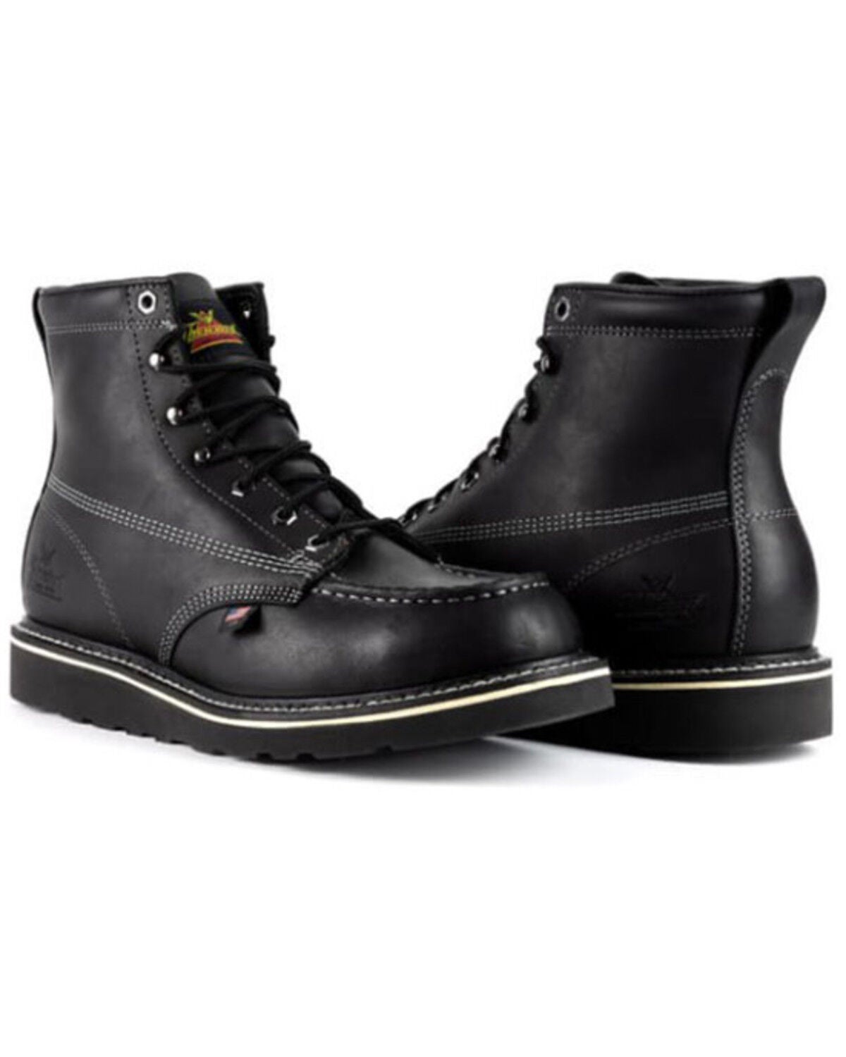 Thorogood Men's 6" USA Midweight Series Moc Work Boots - Soft Toe, Black, hi-res