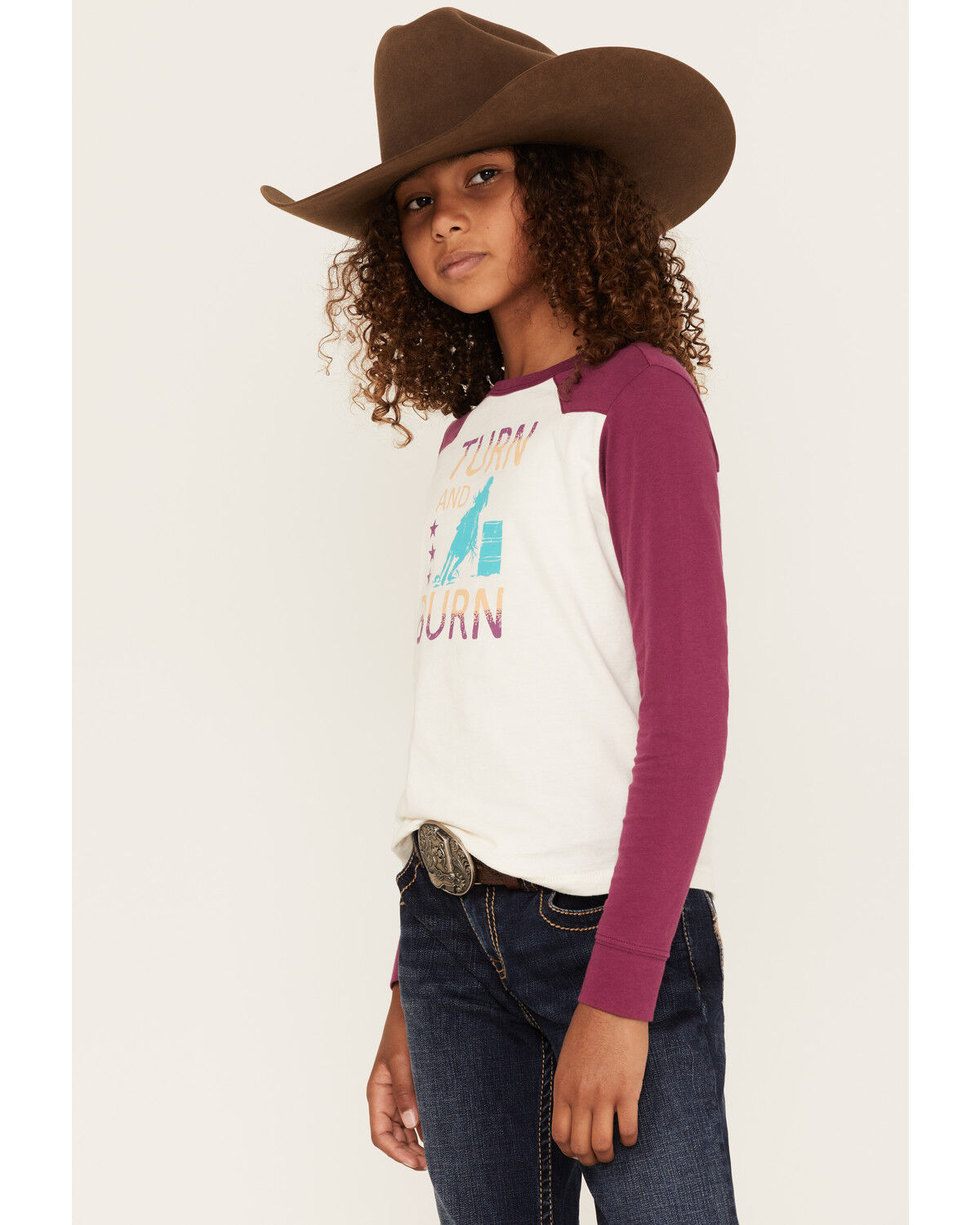 Image #2 - Shyanne Girls' Turn & Burn Raglan Long Sleeve Tee, Ivory, hi-res