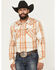 Image #1 - Kimes Ranch Men's Double R Plaid Print Long Sleeve Snap Western Shirt, Brown, hi-res