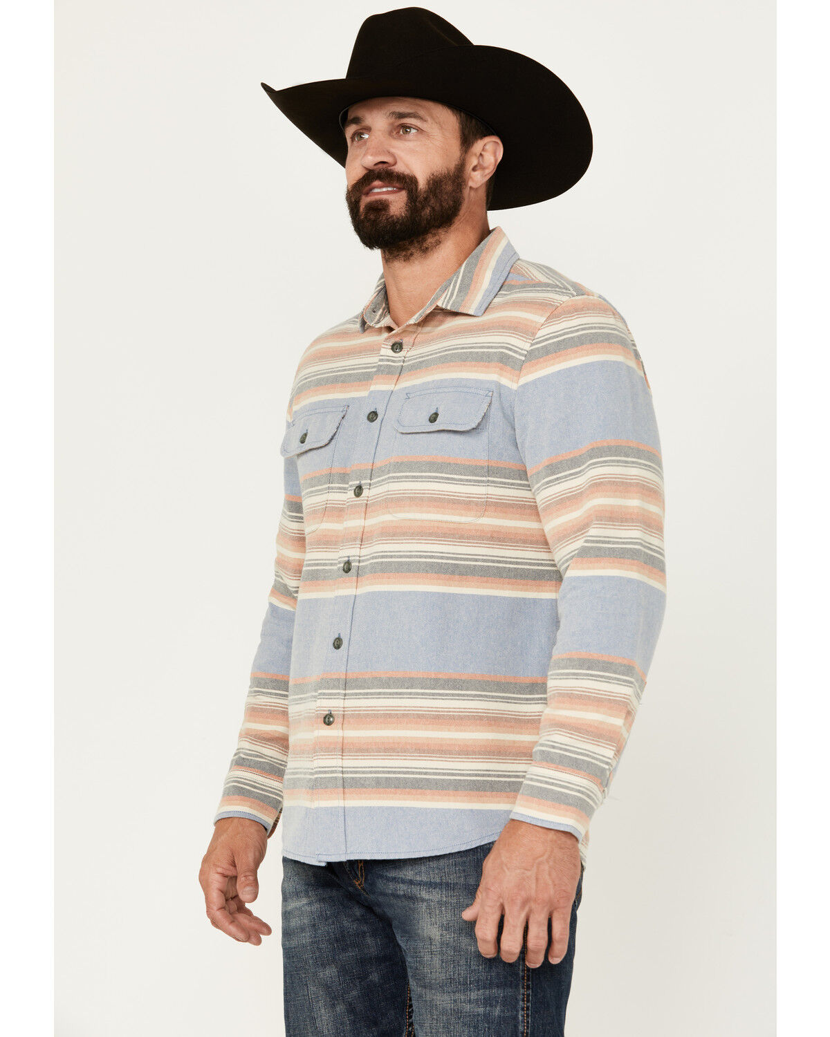 Image #2 - Pendleton Men's Beach Shack Plaid Print Long Sleeve Button-Down Western Shirt, Indigo, hi-res