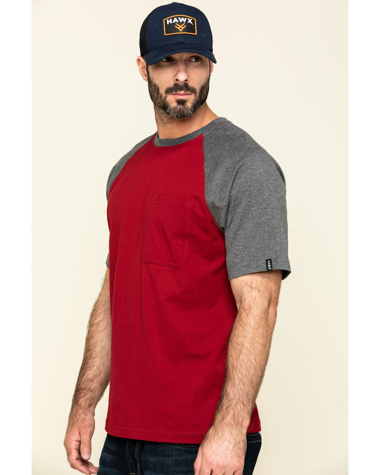 Hawx Men's Red Midland Short Sleeve Baseball Work T-Shirt - Tall , Red, hi-res