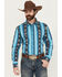 Image #1 - Wrangler Men's Checotah Southwestern Striped Long Sleeve Pearl Snap Western Shirt, Multi, hi-res