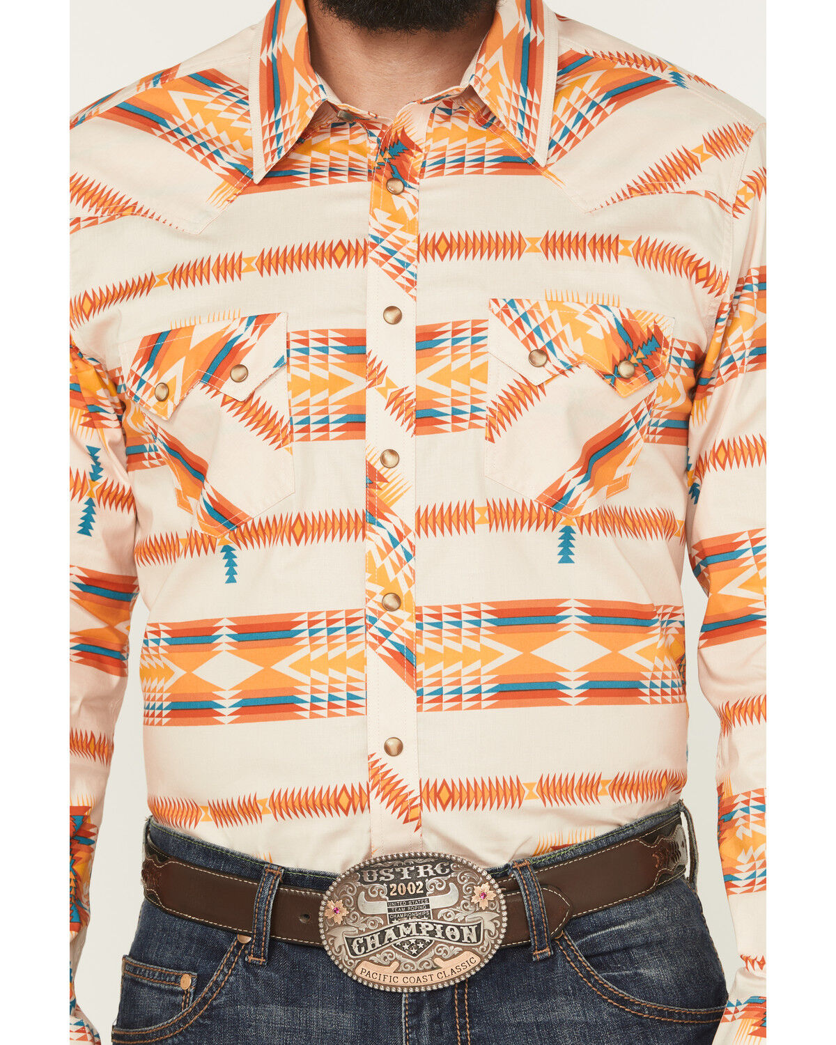 Image #3 - Rock & Roll Denim Men's Southwestern Long Sleeve Snap Stretch Western Shirt, Multi, hi-res