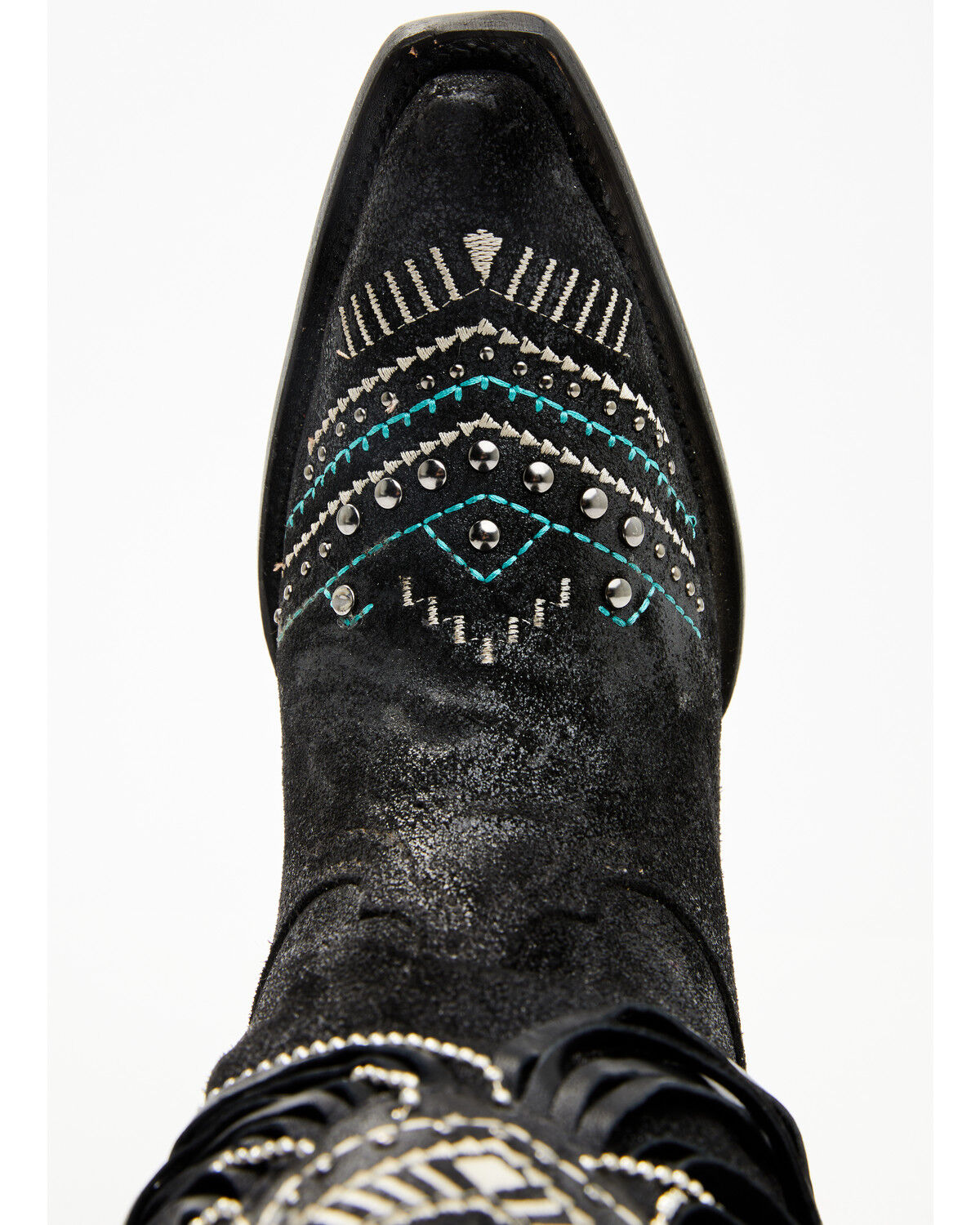 Image #6 - Corral Women's Embroidered and Crystal Eagle Fringe Western Boots - Snip Toe, Black, hi-res
