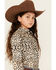 Image #2 - Cowgirl Hardware Girls' Leopard Print Long Sleeve Snap Western Shirt, Natural, hi-res