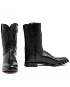 Justin Men's Classic Roper Cowboy Boots - Round Toe, Black, hi-res