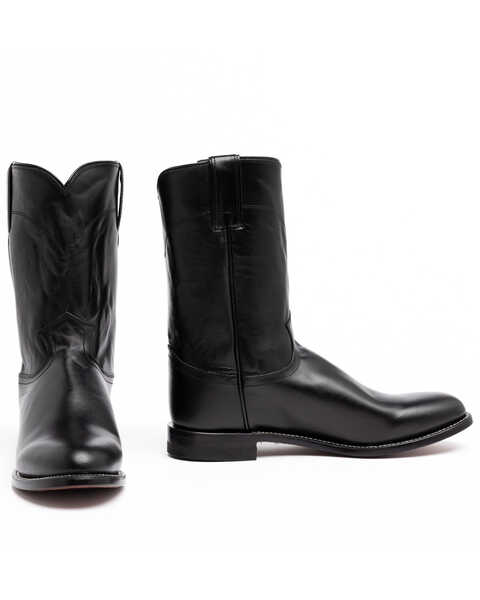 Justin Men's Classic Roper Western Boots - Round Toe, Black, hi-res