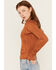 Image #2 - Shyanne Women's Long Sleeve Southwest Burnout Print Henley Shirt , Caramel, hi-res